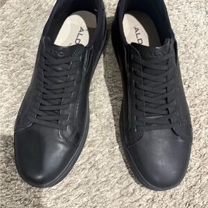 Aldo Men's Black Leather Low-Top Sneakers